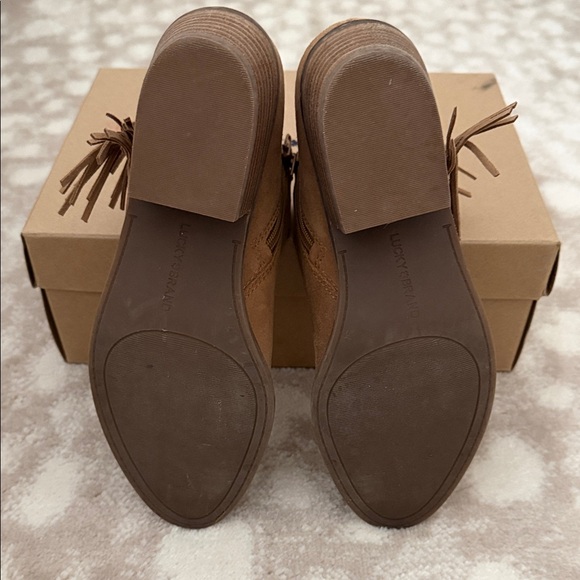 Lucky Brand Women's Brown Fringe Ankle Booties - Picture 2 of 5